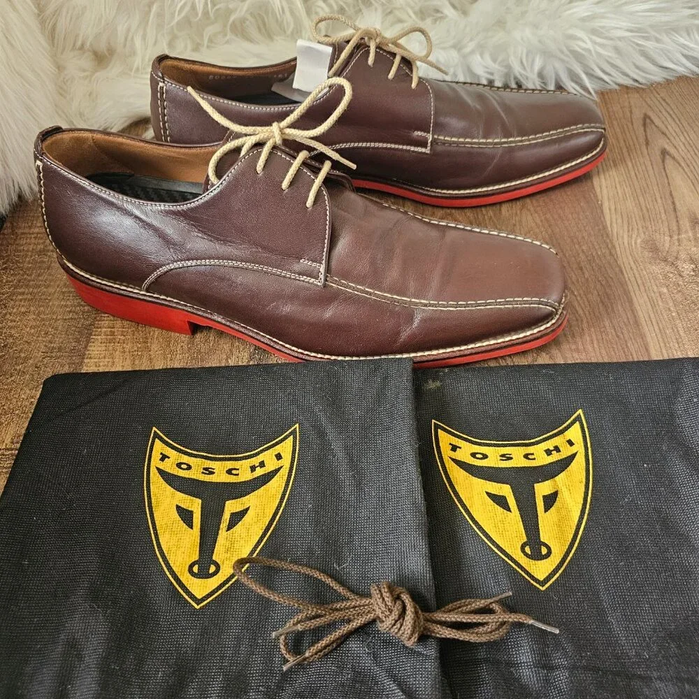 Michael Toschi Mirco Italian Bicycle Toe Oxford Shoes US12 Chocolate Red Sole